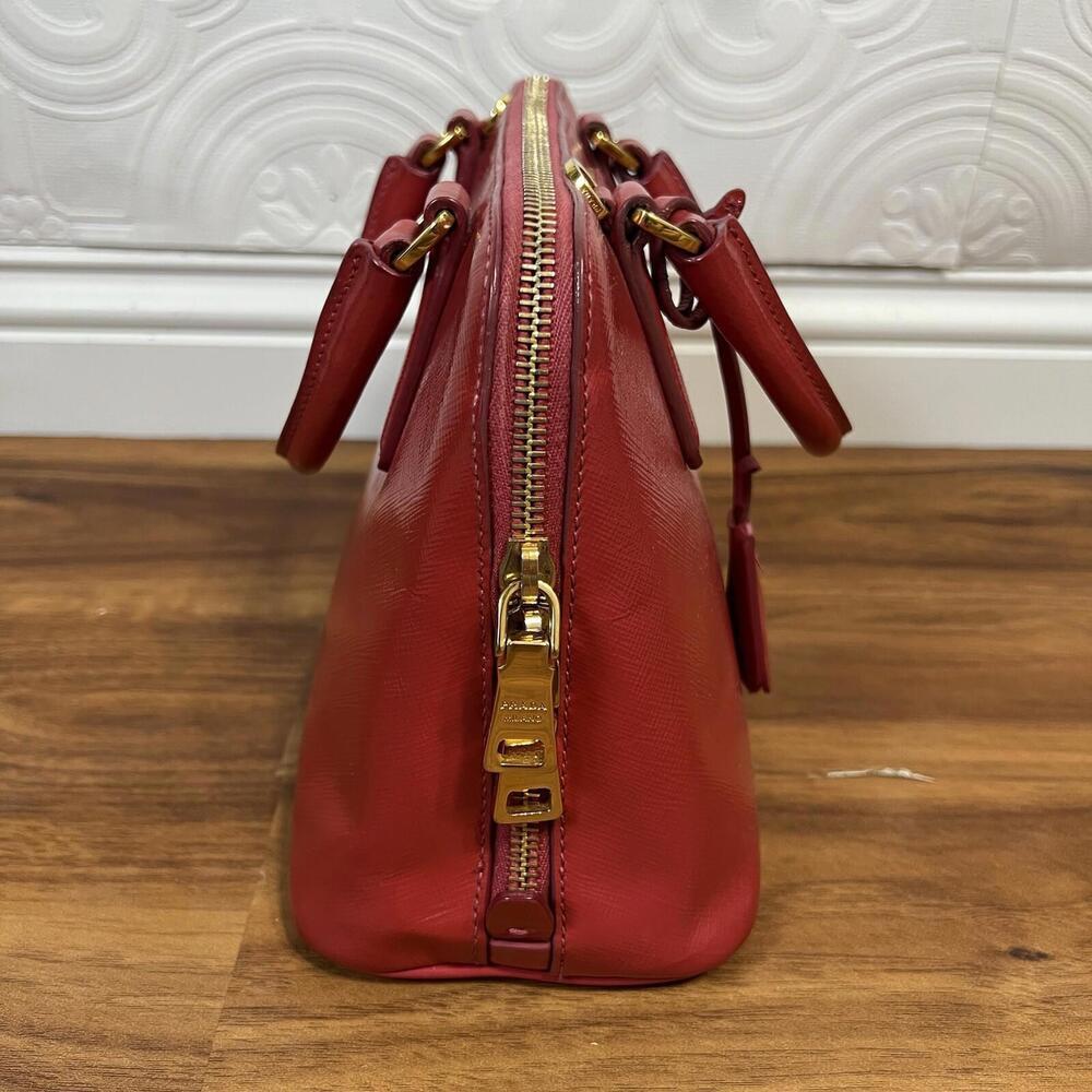 Prada Promenade Saffiano Lux Leather Crossbody Bag Small Red Gold Hardware - Picture 4 of 16